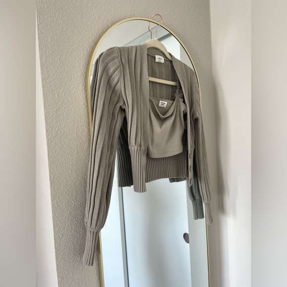 Aritzia Sweaters - Aritzia Thais Plunge Front Cardigan & matching tank!